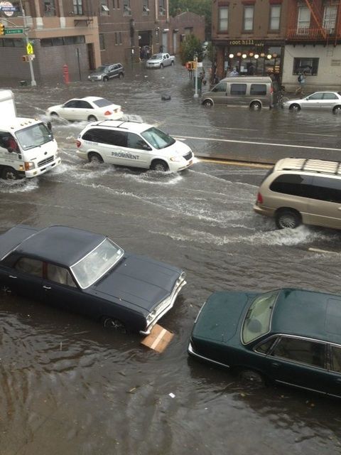 "4th Ave in #ParkSlope just totally flooded. Waist deep in some spots."